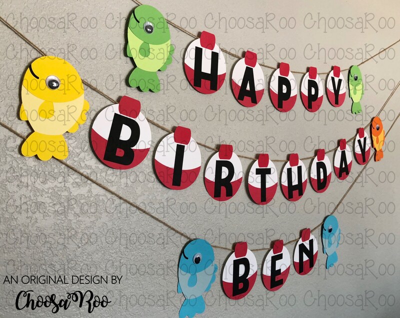 FISH Happy Birthday Banner - O-FISH-ALLY ONE Party Handmade Paper Banner